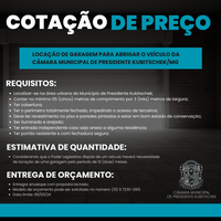 COTAÇÃO PARA A LOCAÇÃO DE IMÓVEL PARA ABRIGAR O VEÍCULO DA CÂMARA MUNICIPAL