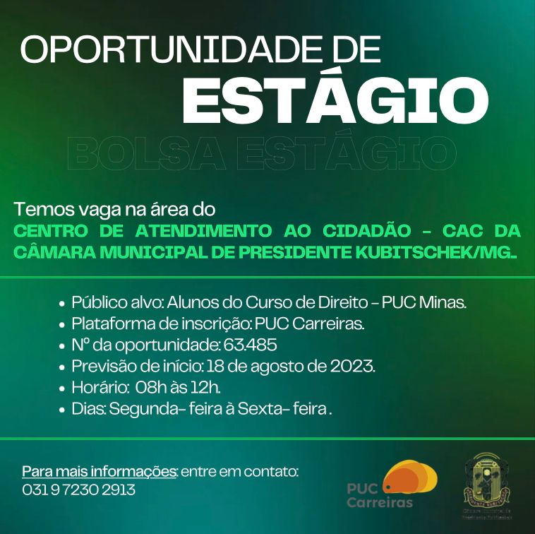 OPORTUNIDADE DE ESTÁGIO 